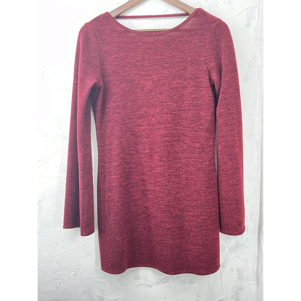 Reformation Open Back Knit Top Burgundy Sweater Top Blouse Long Sleeves